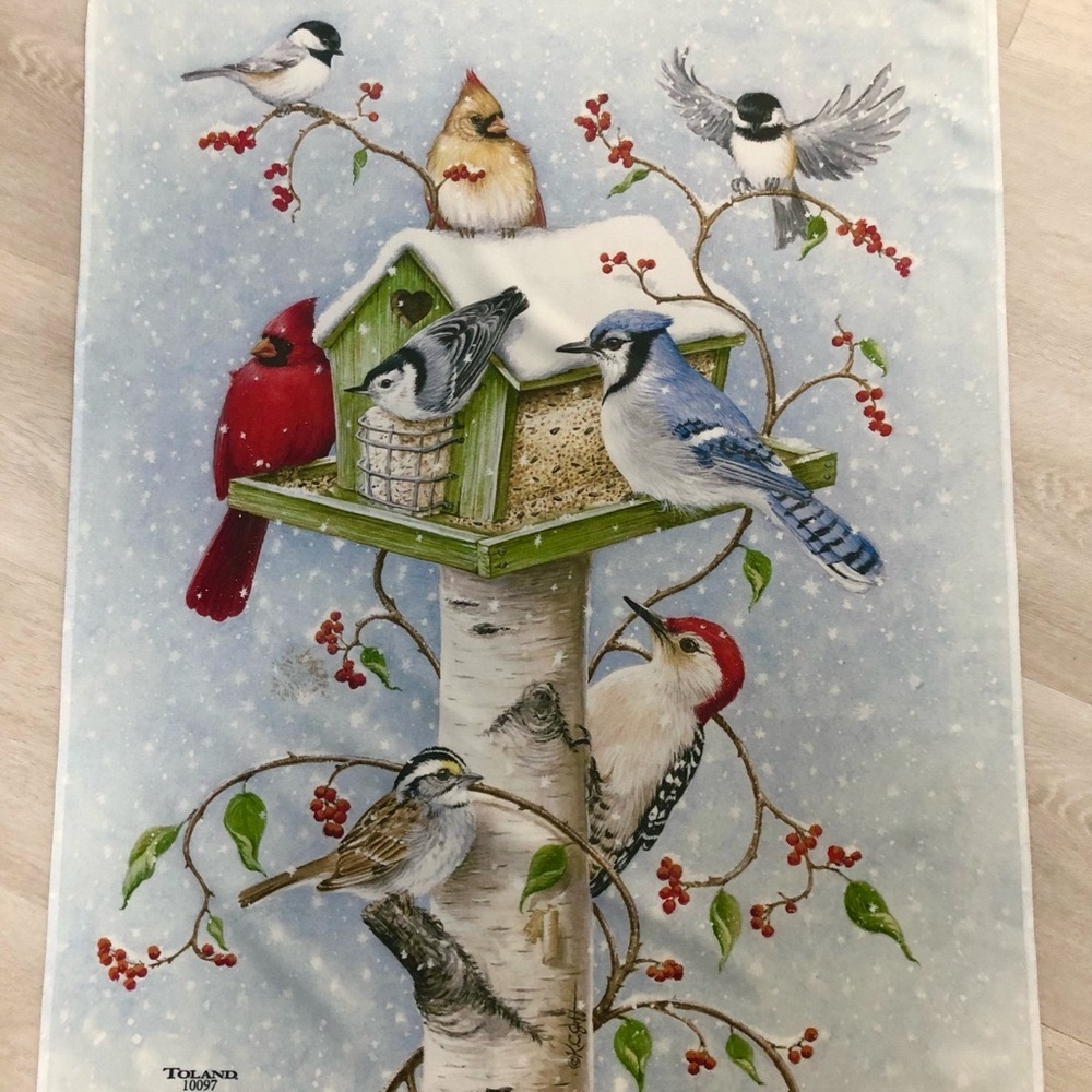Toland Cardinal Winter Snow Birds Full Size Flag - Picture 4 of 9